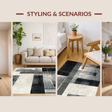 Ultra Soft Area Rug, Non Slip, Stain Resistant, Washable Area Rugs for Living Room, Bedroom, Artisan Stripe Rug with Asymmetric Linear Graphics and Abstract Touch(Gray)