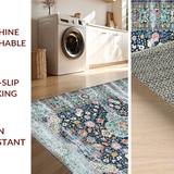 Distressed Retro Botanical Motif(Blue)