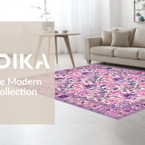 Ultra Soft Area Rug, Non Slip, Stain Resistant, Washable Area Rugs for Living Room, Bedroom, Eclectic Vibrant Retro Elements(Ivory)