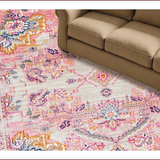 Ultra Soft Area Rug, Non Slip, Stain Resistant, Washable Area Rugs for Living Room, Bedroom, Adorable Pastel Garden Design(Pink)