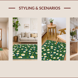 Ultra Soft Area Rug, Non Slip, Stain Resistant, Washable Area Rugs for Living Room, Bedroom, 3D Moss Green Daisy Rug for Living Room Decor(Green)
