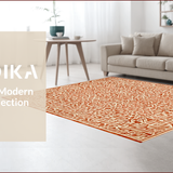 Ultra Soft Area Rug, Non Slip, Stain Resistant, Washable Area Rugs for Living Room, Bedroom, Contemporary Symmetrical Patterned Accent(Orange)