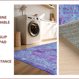 Ultra Soft Area Rug, Non Slip, Stain Resistant, Washable Area Rugs for Living Room, Bedroom, Elegant Violet Tiled Pattern(Blue)