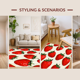 Ultra Soft Area Rug, Non Slip, Stain Resistant, Washable Area Rugs for Living Room, Bedroom, Playful Plush Fruit Design(Red)