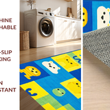 Ultra Soft Area Rug, Non Slip, Stain Resistant, Washable Area Rugs for Living Room, Bedroom, Lively Animal Alphabet Composition(Yellow)