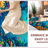 Ultra Soft Area Rug, Non Slip, Stain Resistant, Washable Area Rugs for Living Room, Bedroom, Playful Ocean Theme Kindergarten Home Decor Rug(Blue)