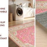 Ultra Soft Area Rug, Non Slip, Stain Resistant, Washable Area Rugs for Living Room, Bedroom, Modern Subtle Geometric Composition(Pink)