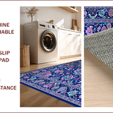 Ultra Soft Area Rug, Non Slip, Stain Resistant, Washable Area Rugs for Living Room, Bedroom, Rustic Multicolor Tapestry Vibe(Blue)