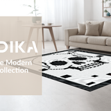 Ultra Soft Area Rug, Non Slip, Stain Resistant, Washable Area Rugs for Living Room, Bedroom, Bold Graphic Skeleton Theme(Black)