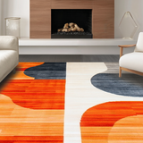 Ultra Soft Area Rug, Non Slip, Stain Resistant, Washable Area Rugs for Living Room, Bedroom, Chic Modern Organic Shapes(Orange)