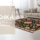 Ultra Soft Area Rug, Non Slip, Stain Resistant, Washable Area Rugs for Living Room, Bedroom, Vibrant Pink and Black Trellis Style(Black)