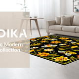 Ultra Soft Area Rug, Non Slip, Stain Resistant, Washable Area Rugs for Living Room, Bedroom, Elegant Nature-Inspired Curves(Black)