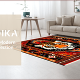 Ultra Soft Area Rug, Non Slip, Stain Resistant, Washable Area Rugs for Living Room, Bedroom, Vibrant Abstract Tiger Motif(Red)
