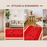 Ultra Soft Area Rug, Non Slip, Stain Resistant, Washable Area Rugs for Living Room, Bedroom, Playful Fruit Pattern Delight(Red)