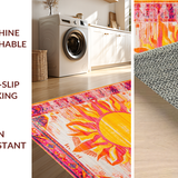Ultra Soft Area Rug, Non Slip, Stain Resistant, Washable Area Rugs for Living Room, Bedroom, Joyful Bright Orange Patterned Accent(Orange)