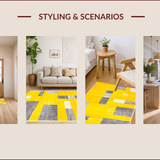 Ultra Soft Area Rug, Non Slip, Stain Resistant, Washable Area Rugs for Living Room, Bedroom, Modern Abstract Shape Arrangement(Yellow)
