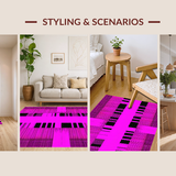 Ultra Soft Area Rug, Non Slip, Stain Resistant, Washable Area Rugs for Living Room, Bedroom, Funky Artistic Striped Design(Pink)