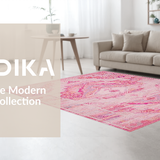 Ultra Soft Area Rug, Non Slip, Stain Resistant, Washable Area Rugs for Living Room, Bedroom, Whimsical Stylish Textured Layers(Pink)