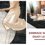 Ultra Soft Area Rug, Non Slip, Stain Resistant, Washable Area Rugs for Living Room, Bedroom, Mono Stripe Rug with Dynamic Parallel Lines and Abstract Pattern(Gray)