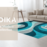 Ultra Soft Area Rug, Non Slip, Stain Resistant, Washable Area Rugs for Living Room, Bedroom, Chic Colorful Tiled Motif(Blue)