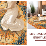 Ultra Soft Area Rug, Non Slip, Stain Resistant, Washable Area Rugs for Living Room, Bedroom, Dynamic Bright Sunray Illustration(Orange)