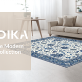 Ultra Soft Area Rug, Non Slip, Stain Resistant, Washable Area Rugs for Living Room, Bedroom, Elegant Oriental Floral Scroll(White)
