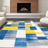 Ultra Soft Area Rug, Non Slip, Stain Resistant, Washable Area Rugs for Living Room, Bedroom, Expressive Multihued Artistic Texture(Blue)