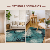 Ultra Soft Area Rug, Non Slip, Stain Resistant, Washable Area Rugs for Living Room, Bedroom, Modern Abstract Botanical Fusion(Blue)