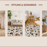 Ultra Soft Area Rug, Non Slip, Stain Resistant, Washable Area Rugs for Living Room, Bedroom, Vintage Boho Floral Living Room Low Pile Rug(White)