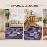 Ultra Soft Area Rug, Non Slip, Stain Resistant, Washable Area Rugs for Living Room, Bedroom, Striking Modern Artistic Arrangement(Purple)