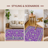 Ultra Soft Area Rug, Non Slip, Stain Resistant, Washable Area Rugs for Living Room, Bedroom, Contemporary Bright Floral Arrangement(Purple)