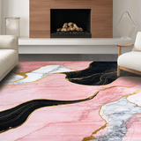 Ultra Soft Area Rug, Non Slip, Stain Resistant, Washable Area Rugs for Living Room, Bedroom, Abstract Pink and Black Fusion(Pink)