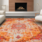 Ultra Soft Area Rug, Non Slip, Stain Resistant, Washable Area Rugs for Living Room, Bedroom, Chic Vintage Ogee Style Runner(Orange)