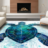 Ultra Soft Area Rug, Non Slip, Stain Resistant, Washable Area Rugs for Living Room, Bedroom, Sea Turtle Mosaic Wave Pattern Rug with Nautical Ocean Blue Abstract Design(Blue)