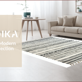 Ultra Soft Area Rug, Non Slip, Stain Resistant, Washable Area Rugs for Living Room, Bedroom, Rustic Striped Textured Visual(Black)