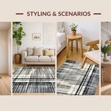 Ultra Soft Area Rug, Non Slip, Stain Resistant, Washable Area Rugs for Living Room, Bedroom, Elegant Contrasting Stripe Pattern Rug Washable Holiday Welcome Decor(Gray)