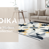 Ultra Soft Area Rug, Non Slip, Stain Resistant, Washable Area Rugs for Living Room, Bedroom, Sleek Minimalist Diamond Layout(Gray)