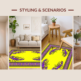 Ultra Soft Area Rug, Non Slip, Stain Resistant, Washable Area Rugs for Living Room, Bedroom, Charming Coastal Mardi Gras Vibe(Yellow)