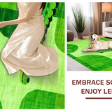 Ultra Soft Area Rug, Non Slip, Stain Resistant, Washable Area Rugs for Living Room, Bedroom, Cute Soft Pastel Animal Shapes(Green)