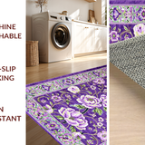 Ultra Soft Area Rug, Non Slip, Stain Resistant, Washable Area Rugs for Living Room, Bedroom, Gorgeous Floral Tassel Embellishment(Purple)