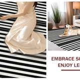 Ultra Soft Area Rug, Non Slip, Stain Resistant, Washable Area Rugs for Living Room, Bedroom, Artisan Woven Rug With Sophisticated Dual-Tone Horizontal Bands(Black)