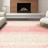 Ultra Soft Area Rug, Non Slip, Stain Resistant, Washable Area Rugs for Living Room, Bedroom, Whimsical Ribbon Loop Rug Featuring Preppy Bows and Scallop Accents(Pink)