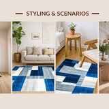 Ultra Soft Area Rug, Non Slip, Stain Resistant, Washable Area Rugs for Living Room, Bedroom, Vibrant Blue and Gray Interplay(Blue)