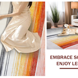 Ultra Soft Area Rug, Non Slip, Stain Resistant, Washable Area Rugs for Living Room, Bedroom, Artful Vintage Striped Design(Orange)