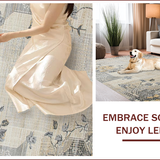 Ultra Soft Area Rug, Non Slip, Stain Resistant, Washable Area Rugs for Living Room, Bedroom, Elegant Oversized Floral Geometry(Beige)