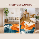 Ultra Soft Area Rug, Non Slip, Stain Resistant, Washable Area Rugs for Living Room, Bedroom, Lively Modern Abstract Composition(Orange)