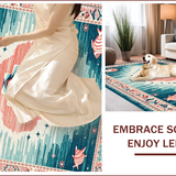 Ultra Soft Area Rug, Non Slip, Stain Resistant, Washable Area Rugs for Living Room, Bedroom, Teal Toned Beachy Charm(Blue)