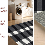 Ultra Soft Area Rug, Non Slip, Stain Resistant, Washable Area Rugs for Living Room, Bedroom, Artful Striped Decorative Essence(Black)