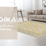 Ultra Soft Area Rug, Non Slip, Stain Resistant, Washable Area Rugs for Living Room, Bedroom, Vintage Retro Half-Moon Style(Gold)