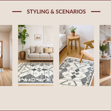 Ultra Soft Area Rug, Non Slip, Stain Resistant, Washable Area Rugs for Living Room, Bedroom, Ivory Black Geometric Bedroom Fringe Carpet(Beige)